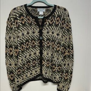 South Cotton Womens Hand Knit Heavy Knit Cardigan Size M Multicolor Sweater Y2K